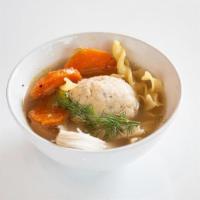 Bi-Partisan Chicken Soup · Our Grandma-style soup that comes with BOTH classic matzah balls AND egg noodles...because i...