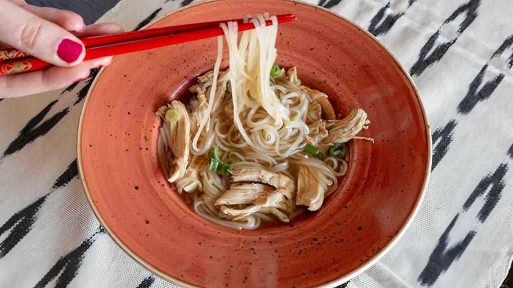 Pho-In-One · Pho with an RxTwist! Our spiced chicken broth is seasoned to perfection with fish sauce, hoisin, sriracha and lime. Served with rice noodles, chicken, scallions, and bean sprouts.