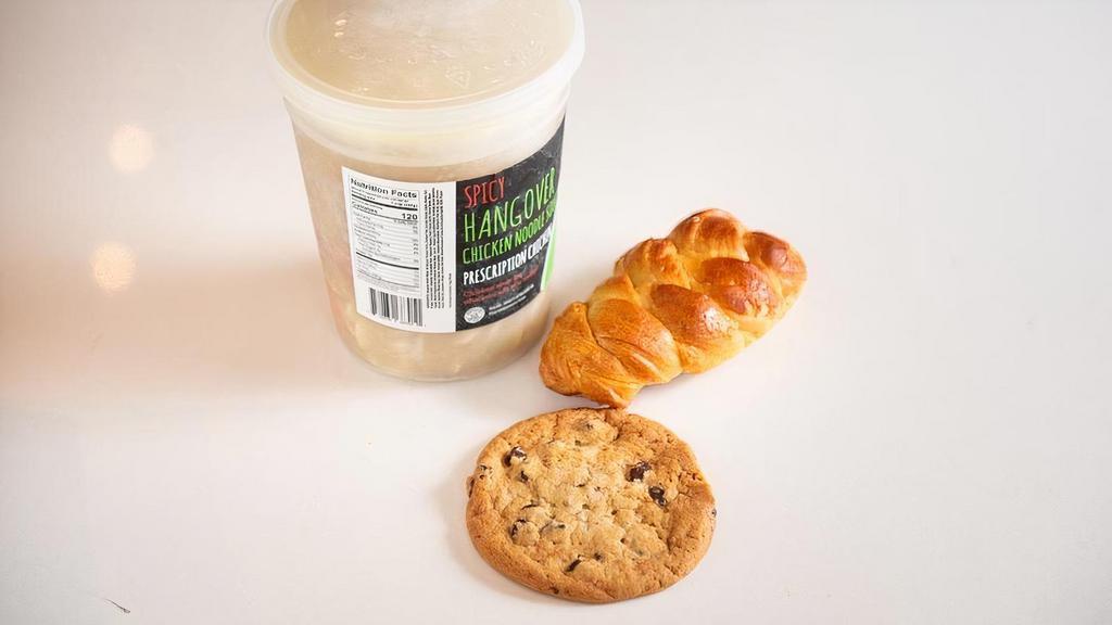Large Soup, Mini Challah And Cookie Combo · Quart of soup of choice, our mini challah and a salted chocolate chip cookie.