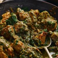 Lamb Saag · Gluten-free. Boneless lamb cooked with spinach and flavored with freshly ground ginger, garl...