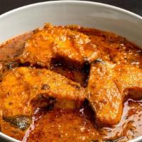 Fish Masala · Gluten-free. cat fish cooked in tangy tomato sauce.