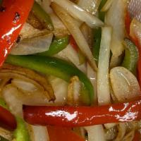 Fajita Vegetables · Grilled green and red peppers. Additional charge for hot or mild sauce.