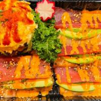 Special Sashimi Salad · Sliced tuna, salmon and avocado on the side, cubed tuna, salmon, crabmeat, seaweed salad and...