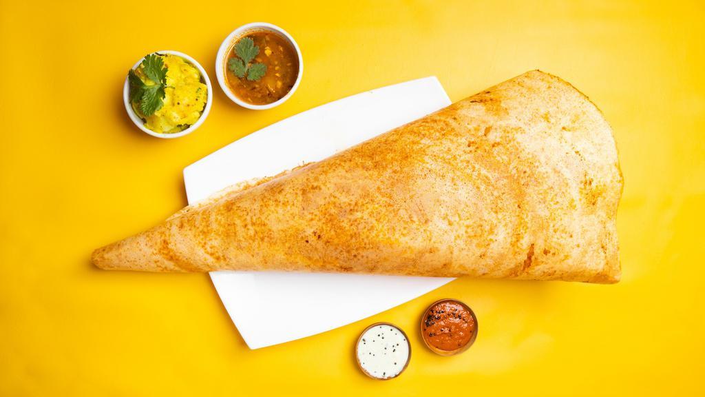 Just Dosa It (Plain Dosa) · Thin crepe made with rice and lentils served with chutney & sambar