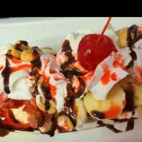 Banana Split · Comes with chocolate, vanilla and strawberry ice cream with fresh strawberry and fresh pinea...