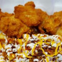 Chicken Wings  & Fries · Crispy bone in wings,6 pieces
Add for kingdom fries 
Cheese,BBQ,ranch Bacon bits.  Additional