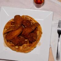 Chicken-N-Waffles · Crispy fried chicken on a golden Belgian waffle.