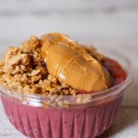 Peanut Butter Acai · A blend of acai, strawberries, blueberries, banana, avocado, and agave. Garnished with grano...