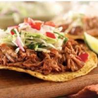 Tostadas X 2 · fried tortilla filled with your choice of meat , lettuce , pico de gallo , shredeed  cheese ...