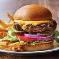 Classic Cheeseburger · A juicy all-beef burger classic with your choice of two cheese slices, lettuce, tomato, onio...