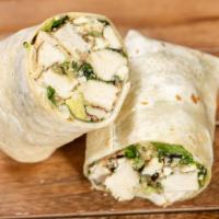 Cobb · Grilled chicken, avocado, bacon, romaine, blue cheese,and balsamic vinaigrette in flour tort...