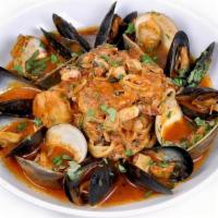 Frutti Di Mare · Pan seared scallop, shrimp, braised littlenecks, P.E.I. mussels, calamari, spicy San Marzano...