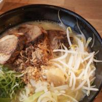Mega Ramen · Best seller. An extra large portion of our paitan ramen with 3 types of tender pork belly to...