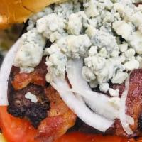 Bleu Burger · Bleu Cheese, Raw Onion and Bacon