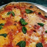 Margherita Pizza · Fresh Mozzarella, tomato sauce, and basil.