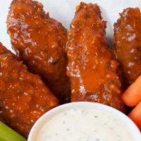 Chicken Tenders Buffalo (Sauce Served On The Side) · Served with blue cheese or ranch dressing, and celery sticks.