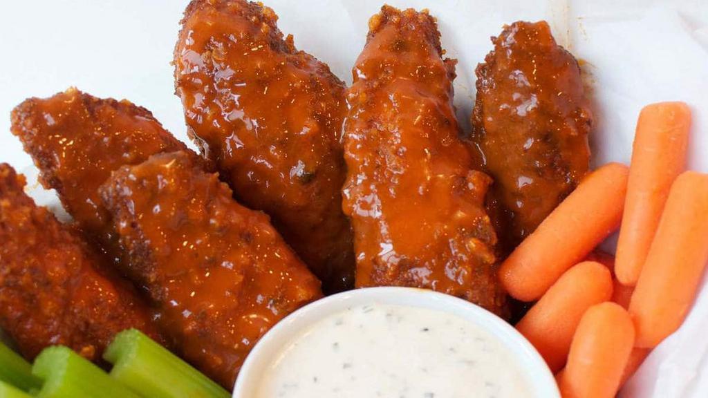 Chicken Tenders Buffalo (Sauce Served On The Side) · Served with blue cheese or ranch dressing, and celery sticks.