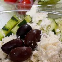 Greek · Garden salad with feta cheese and Greek olives