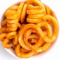 Cheesy Curly Fries · Delicious curly fries with melted cheese.