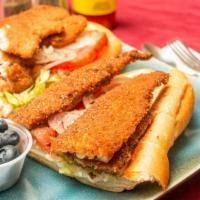 Fresh Fish Hoagie, Whiting · Fresh, lightly breaded fried fish on a long roll with lettuce, tomato, onion, (mayo, ketchup...