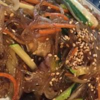 Jap Chae · Stir fried vermicelli w/meat and assorted vegetables