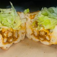 Lady Gaga · Spicy BBQ, breaded chicken, lettuce, bleu cheese & melted cheddar.