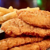 Chicken Tenders · Four chicken tenders, ranch and fries.