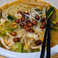 Bachelor Rice Noodle Soup · Chicken. Made with chicken broth and contains shrimp.