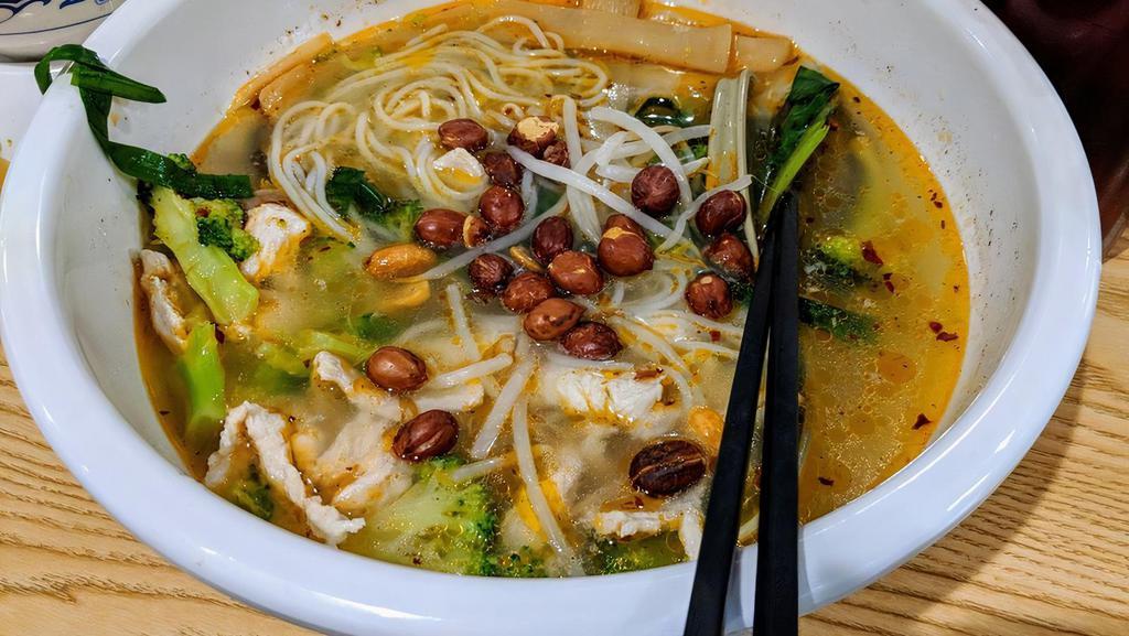 Bachelor Rice Noodle Soup · Chicken. Made with chicken broth and contains shrimp.