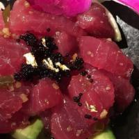 Maguro Avocado · Dice tuna with avocado, tobiko served with wasabi sauce.