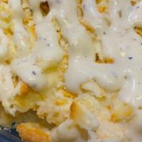 3 Cheese Mac Bowl · Shell pasta, folded in a velvety three cheese sauce blend, topped with ritz crackers and a c...