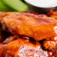 Chicken Wings · 6 or 12 pieces served with celery, baby carrot and blue cheese. Plain, Buffalo, BBQ or Teriy...