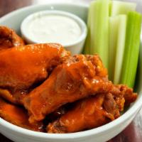 Wings · Spicy Buffalo Sauce with Blue Cheese & Celery