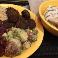 Falafel · Vegan. Fried balls of ground chickpeas and spices.