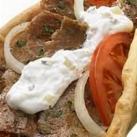 Gyro Sub · Lamb, beef, tzatziki sauce, onion, tomato served on pita bread.