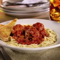 Family Spaghetti W/ Meatballs · Seasoned meatballs (12) atop a bed of fresh delicious pasta covered in marinara sauce.  Serv...
