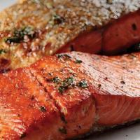 Salmon Steak 9Oz (Desert Included) · also served with choice of desert
