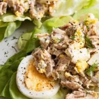 Tuna Salad  · Served With Lettuce, Tomato, Cucumber &  2 Double Eggs.