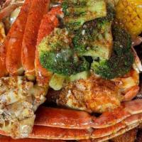 Snow Crab 1Lb & 3 Large Shrimp 2 Cluster(Desert Included) · 3 Sides Included 
Broccoli, Potato, Corn  also served with choice of desert