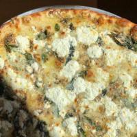 Veggie Pie - Roman Style · shaved onions and mushrooms, ricotta, and fontina cheese