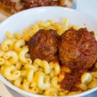 Meatball & Mac · Two meatballs of your choice over Mac & Cheese