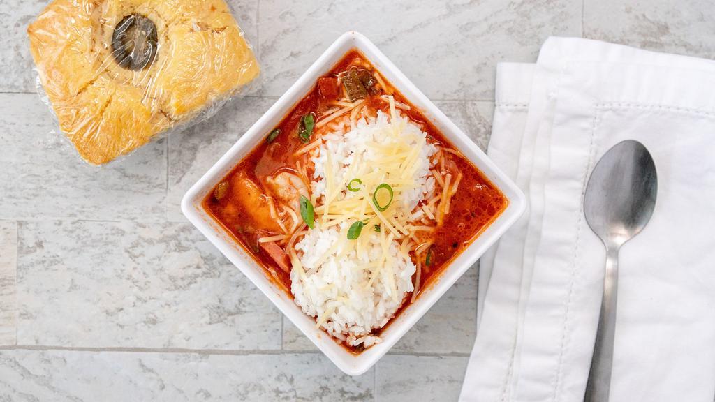 Shrimp Creole Soup · Shrimp cooked in a spicy Creole tomato sauce and served over rice.
