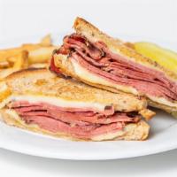 Pastrami Melt · Grill seeded rye, spicy mustard, swiss cheese and uncured pastrami