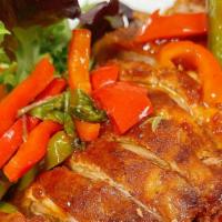 Kra Pao Duck · Boneless crispy duck with pepper in Thai basil sauce.