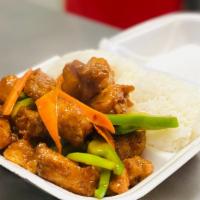 General Tso'S Chicken · Hot & Spicy. Chunks of chicken meat secretly sautéed w. special sauce on top of steamed broc...