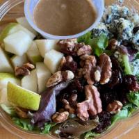 Pear & Blue Cheese Salad · Pear, Blue Cheese, Dried Cherries, Walnuts, Mixed Greens & Balsamic Vinaigrette