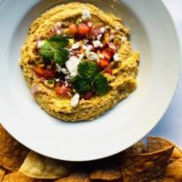 Spicy Southwestern Hummus · pico de gallo, queso fresco, tortilla chips