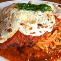 Chicken Parmesan · housemade spaghetti, marinara, fresh mozzarella