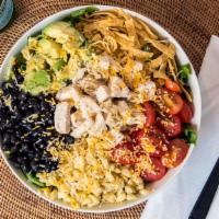Remember The Alamo Salad · Gluten-free. House mix greens, cilantro, chicken, jack and cheddar, tomatoes, avocado, black...