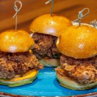 Fried Chicken Sliders · 3 Country Fried Chicken Sliders topped with a Spicy Honey drizzle, our Special House Sauce, ...